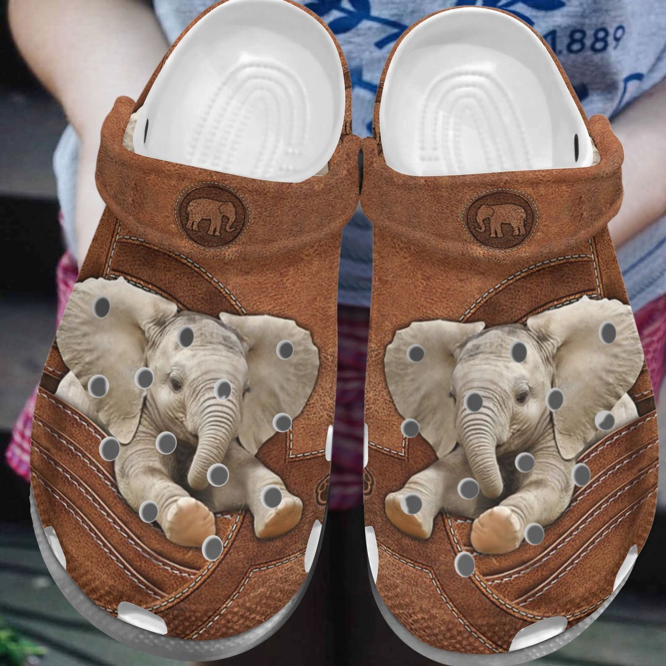 Elephant Personalize Clog, Custom Name, Text, Fashion Style For Women, Men, Kid, Print 3D Whitesole Cute Elephant