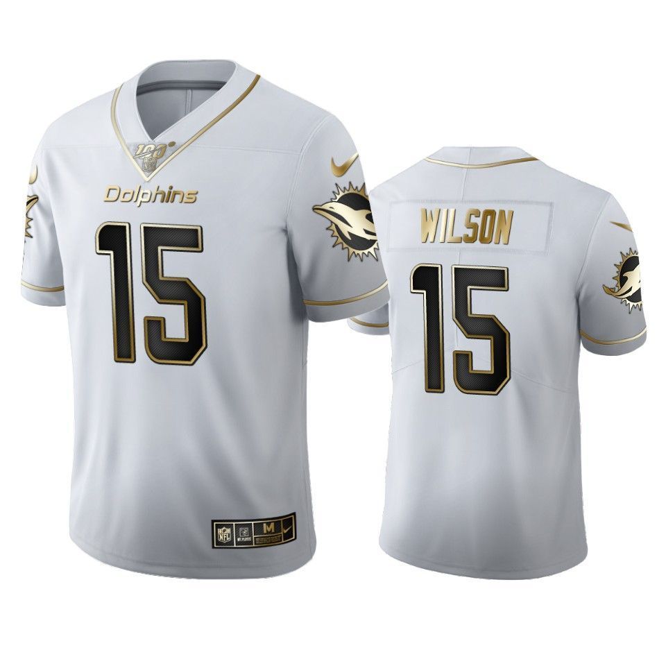 Dolphins Albert Wilson White 100Th Season Golden Edition Mens Jersey