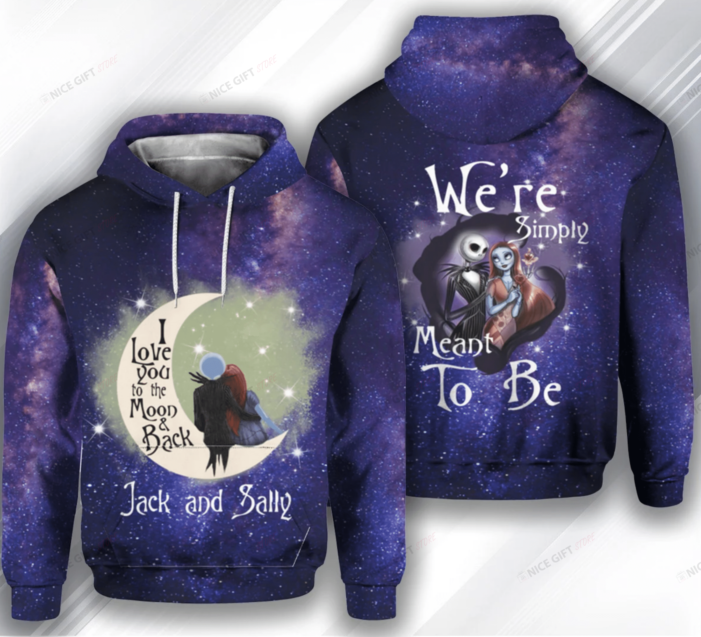 I Love You To The Moon & Back Jack And Sally Hoodie 3D 3Ho-C8J0