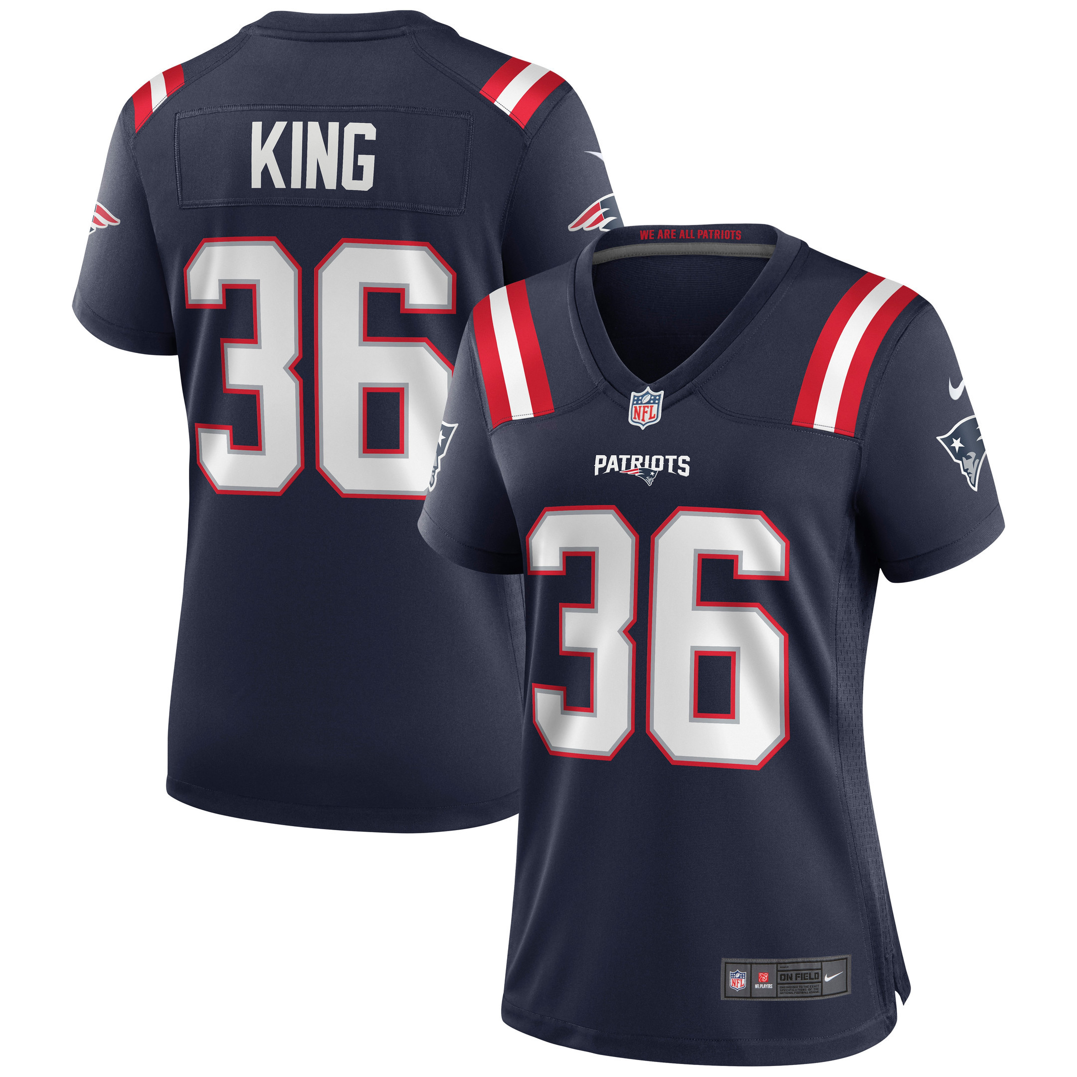 Brandon King New England Patriots Womens Game Jersey – Navy NFL