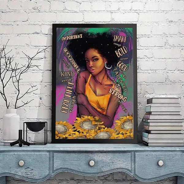 Afro Black Queen Poster, Black Girl Canvas Print, African American Woman, Black Queen Portrait, Black Pride Home Decor K75P16