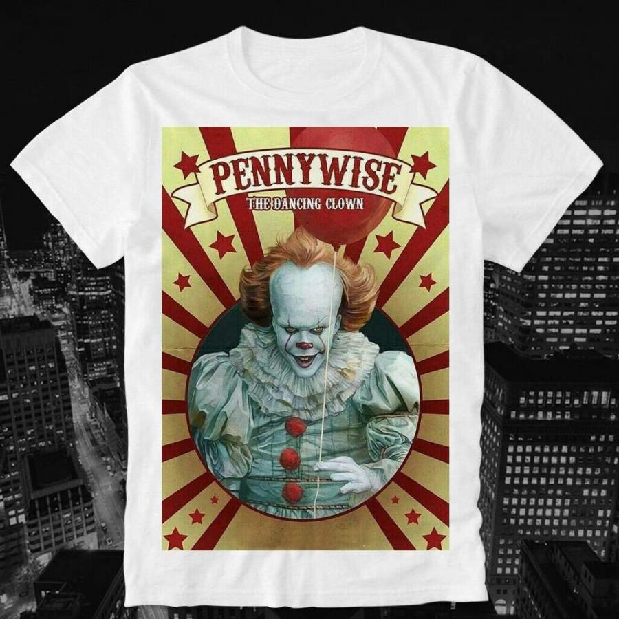 Pennywise Stephen King It It Dancing Clown Horror Retro Vintage Float T Shirt 004 Mens Fashion Round Neck Short Sleeves T Shirt