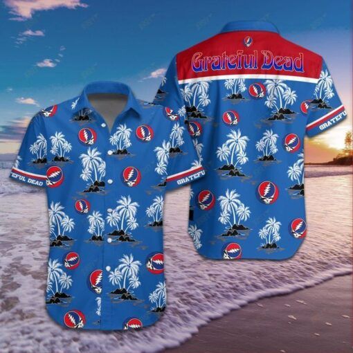 Rock Band Grateful Dead Graphic Print Short Sleeve Hawaii Casual Shirt Ha48949