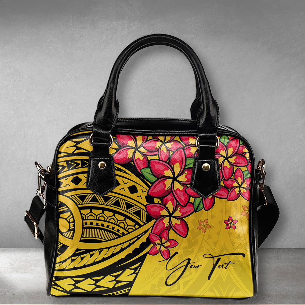 (Custom) Polynesian Plumeria Yellow Shoulder Handbag Personal Signature A24