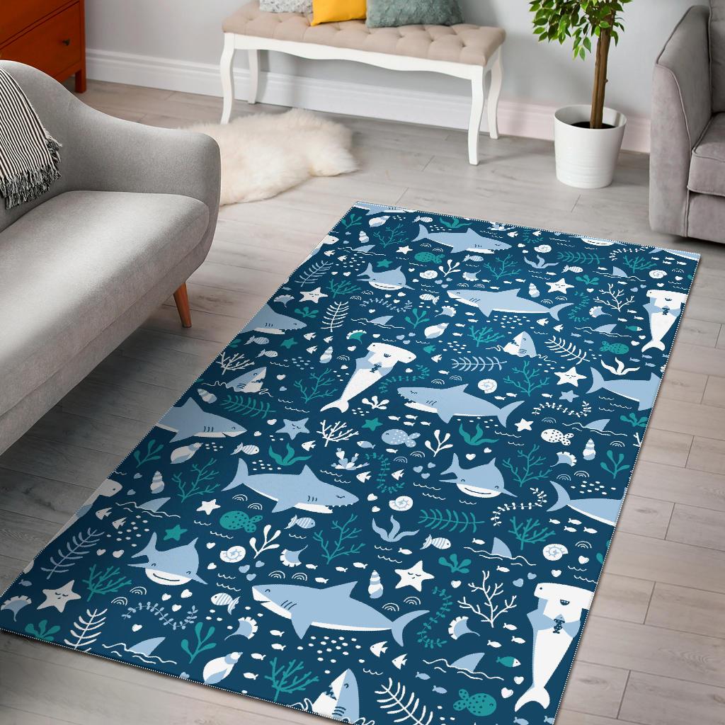 Cute Shark Pattern Area Rug