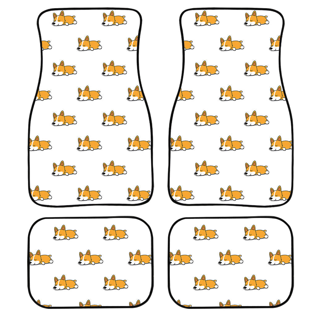 Sleeping Corgi Pattern Print Front And Back Car Floor Mats, Front Car Mat