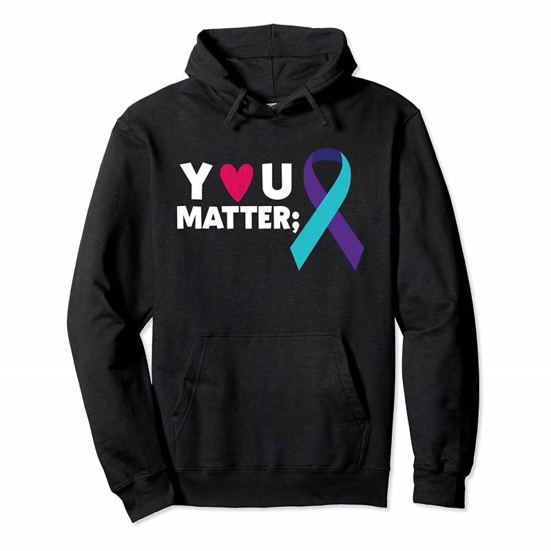 You Matter Suicide Prevention Awareness Teal Purple Ribbon Pullover Hoodie