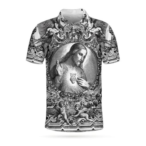 Jesus Christ Vintage Sketch Art Short Sleeve Polo Shirt, Polo Shirts For Men And Women