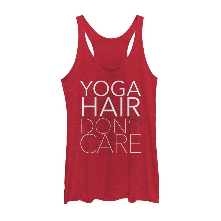 CHIN UP Women’s Yoga Hair Don’t Care  Racerback Tank Red Heather