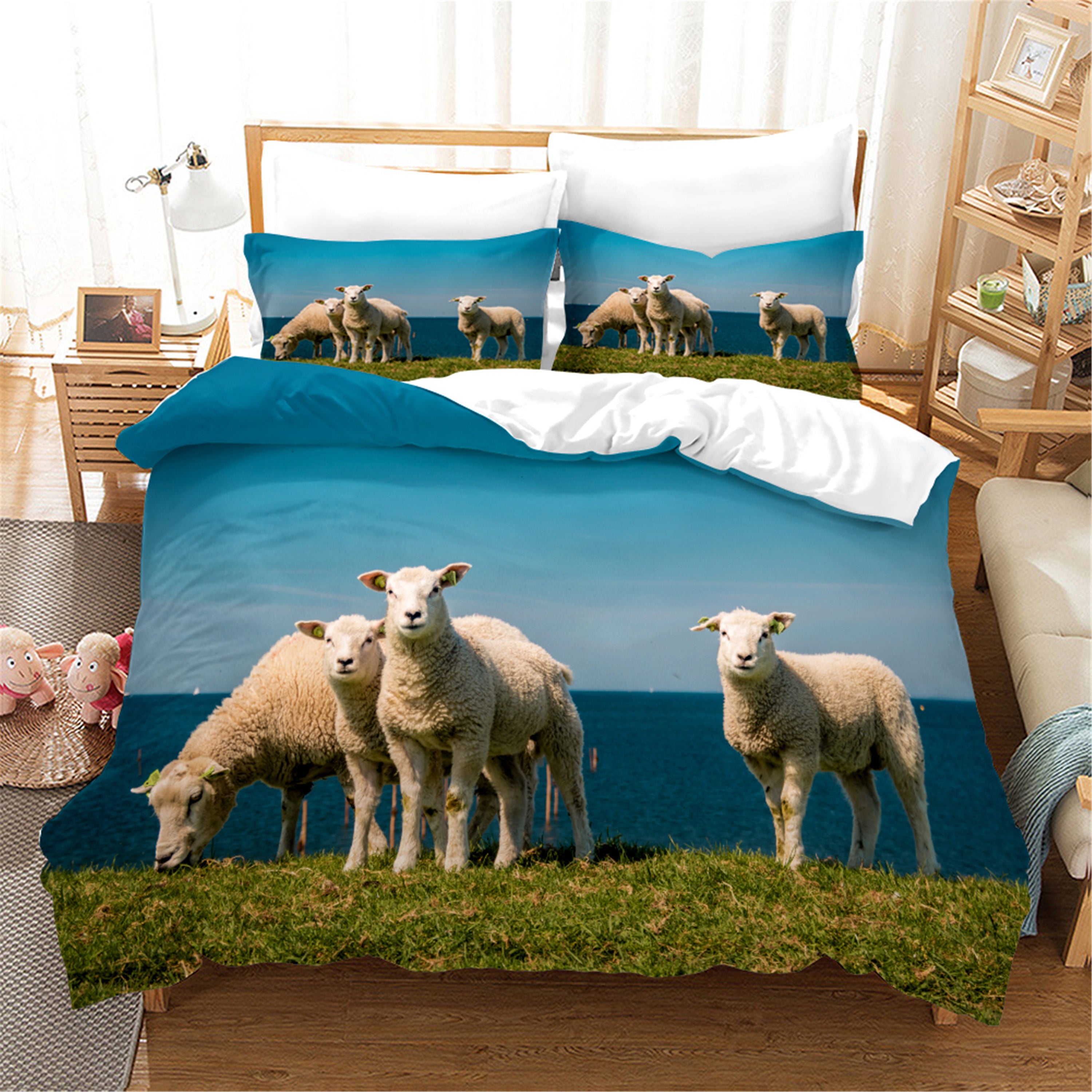 3D Sky Meadow Animal Sheep Quilt Cover Set Bedding Set Duvet Cover Pillowcases 24