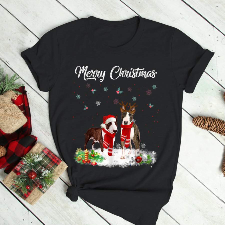 Merry Christmas Santa Bull Terrier Dog Gift Xmas T-Shirt