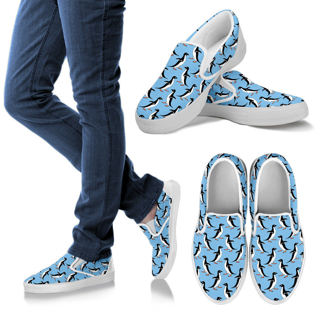 Penguin Dance Pattern Men Slip Ons Shoes