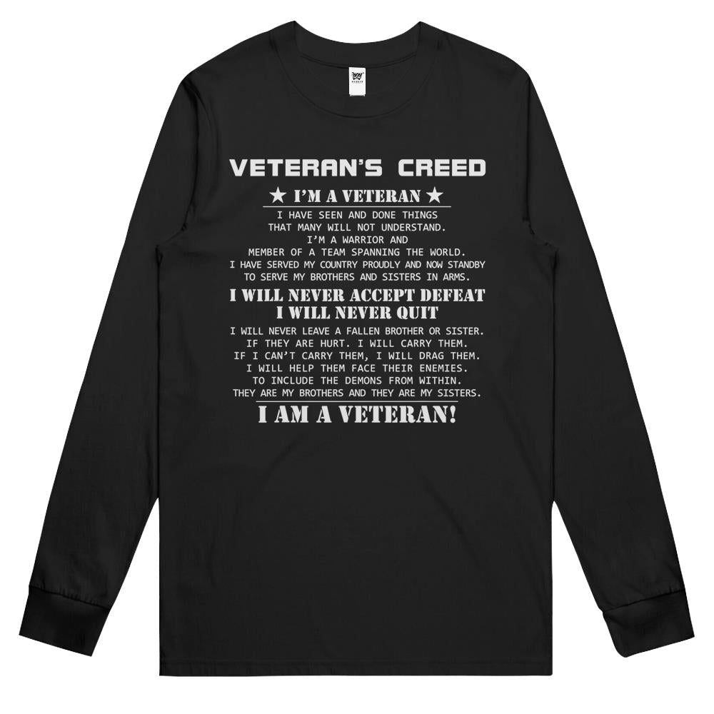 Veteran’S Creed I’M A Veteran Veterans Day Us Army Soldier Long Sleeve ...