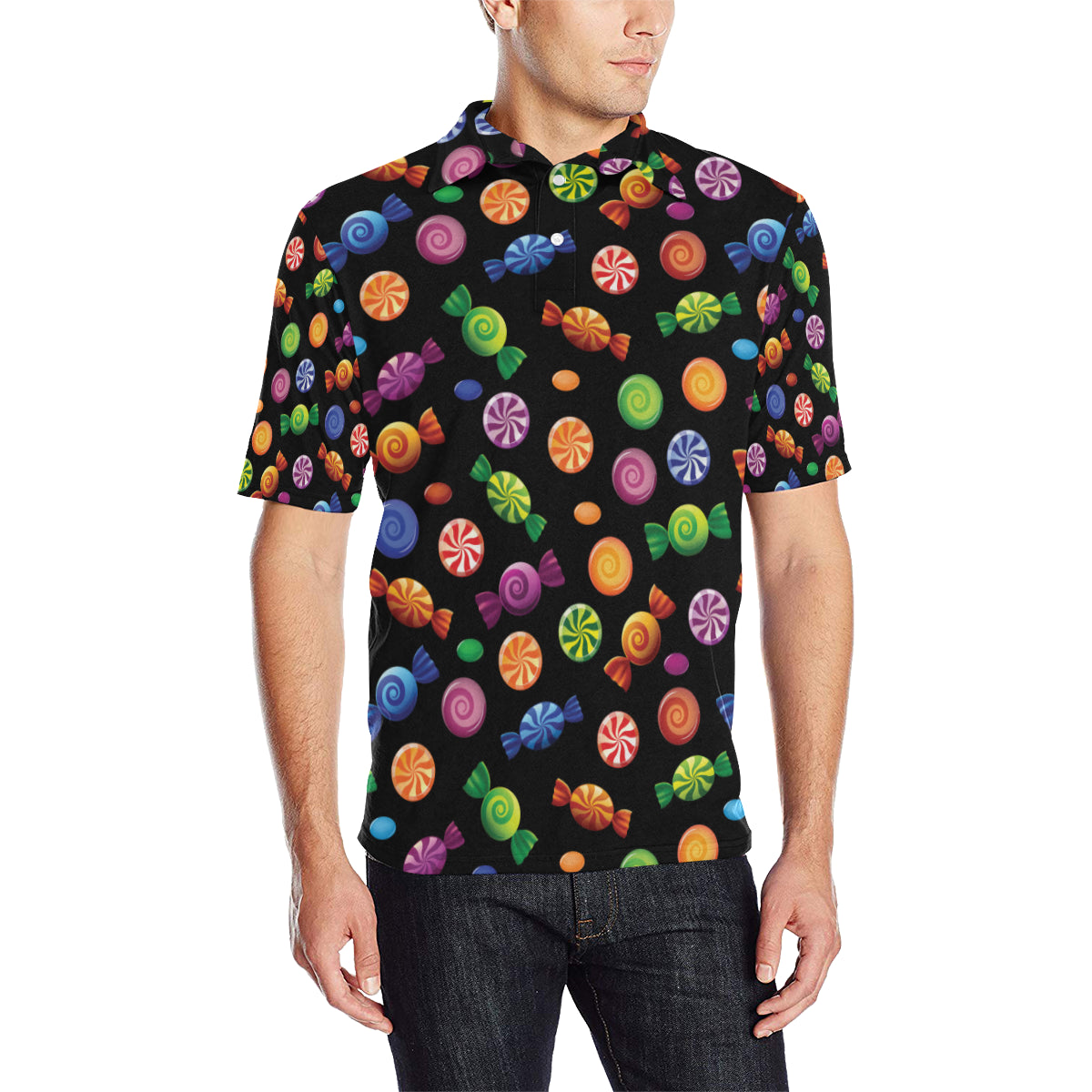 Candy Pattern Print Design 01 Men Polo Shirt