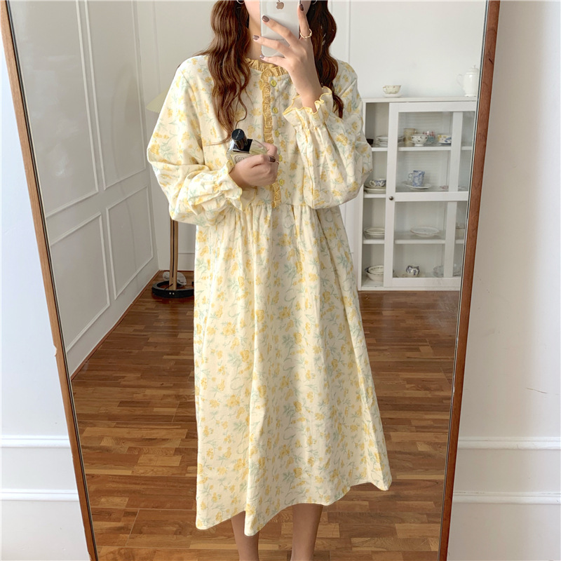 Women’s Princess Dress Vintage Flower Ruffle Sleepshirts.Ins Style Ladies Girl’s Floral Nightgown Nightdress Home Sleepwear alx