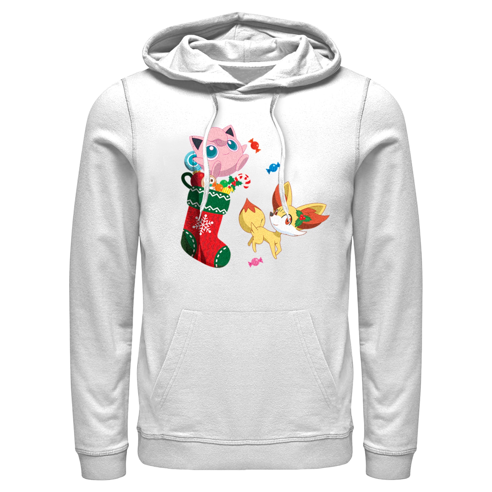 Men’S Pokemon Christmas Jigglypuff And Fennekin Stocking Pull Over Hoodie