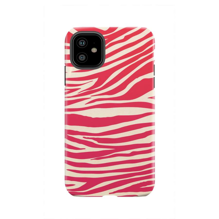 Hot Pink Zebra Pattern Print Tough Phone Case