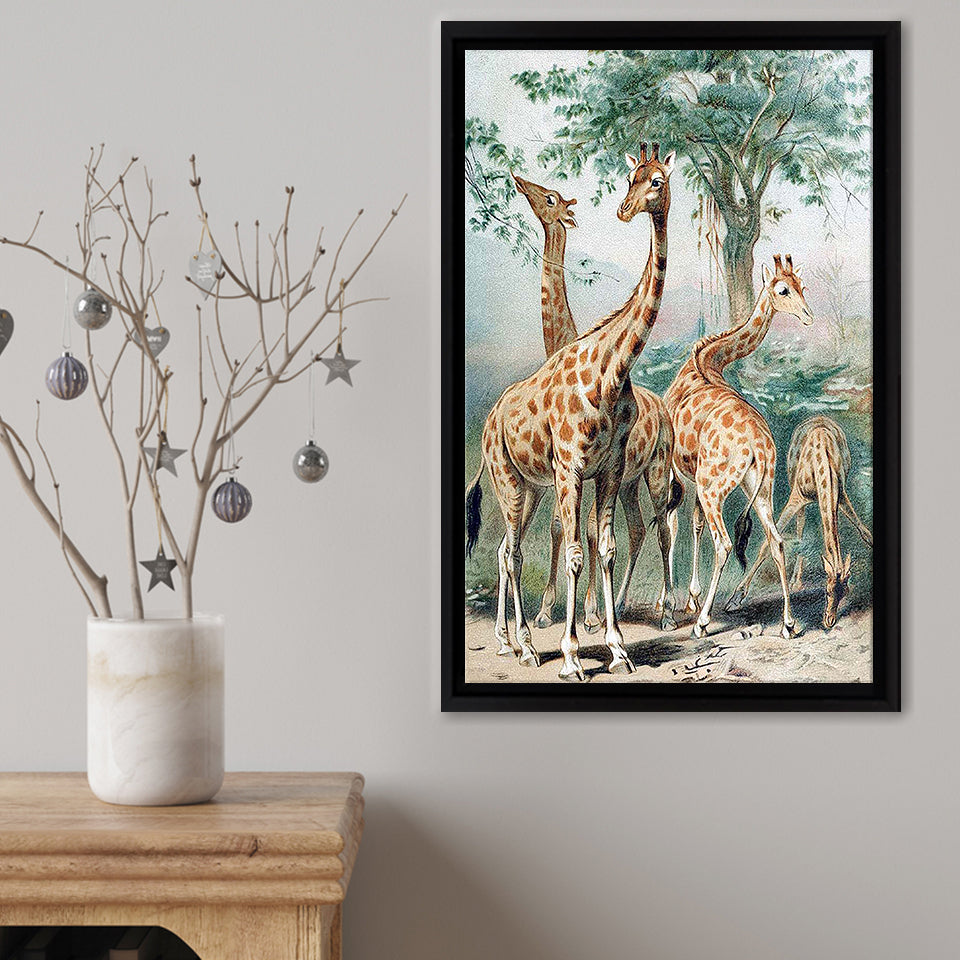 Giraffes Framed Canvas Print – Canvas Painting, Canvas Art, Wall Art, Wall Decor