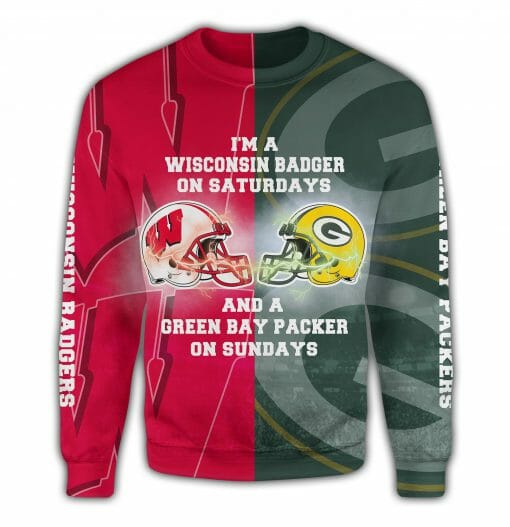 Wisconsin Badgers And Green Bay Packers Gift For Fan 3D Full Printing Sweatshirt