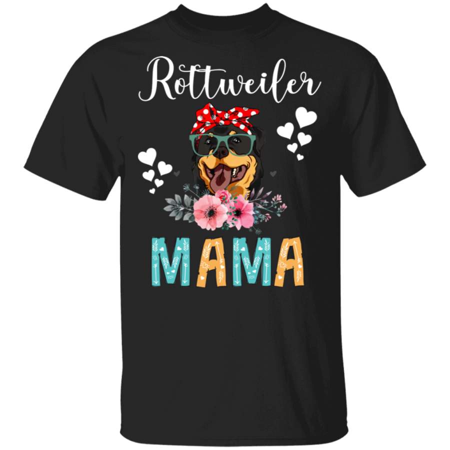 Rottweiler Mama Puppy Mom Dog Mama Lover Floral T-Shirt