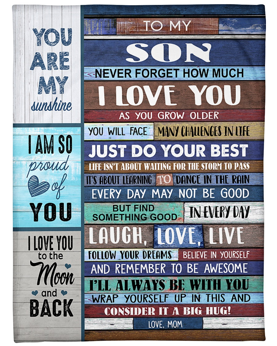 To My Son Fleece Blanket, I Love You Lovely Gift For Son From Mom Birthday Gift Home Decor Bedding Couch Sofa Soft And Comfy Cozy