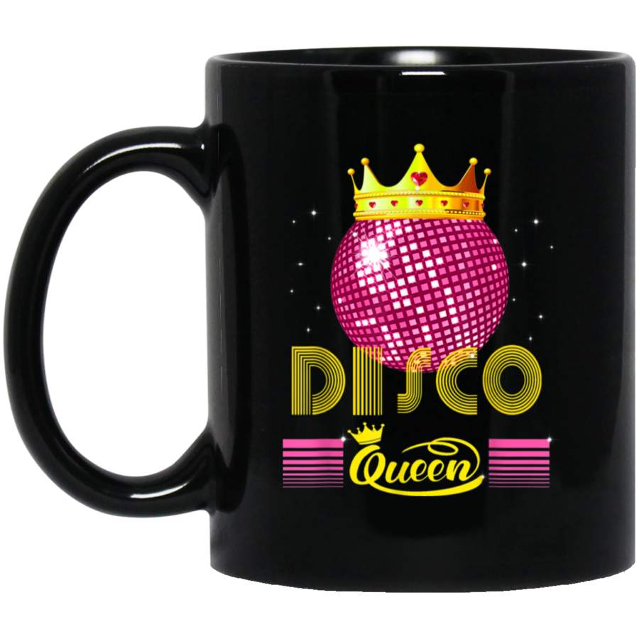 Disco Queen Gift – Retro 70s Vintage Disco Ball Black Mug