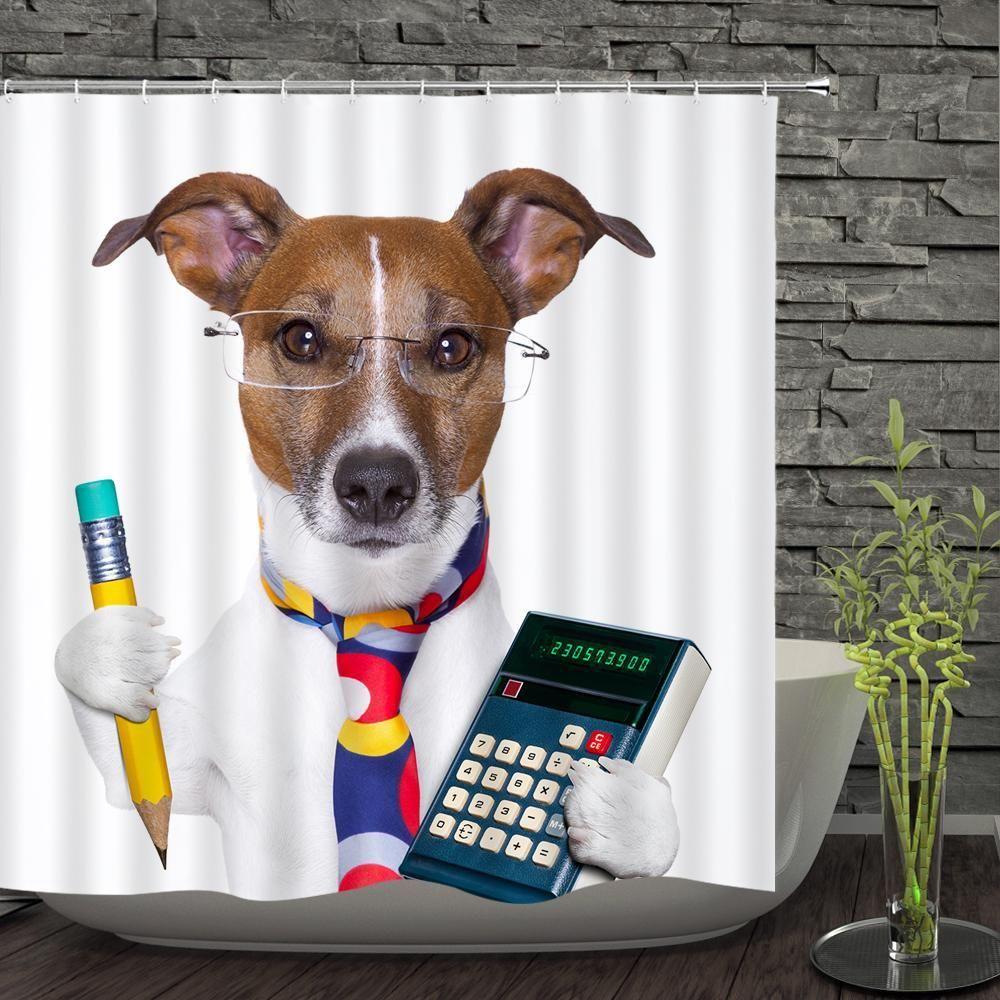 The Accountant Dog 3D Printed Shower Curtain Gift Home Decoration