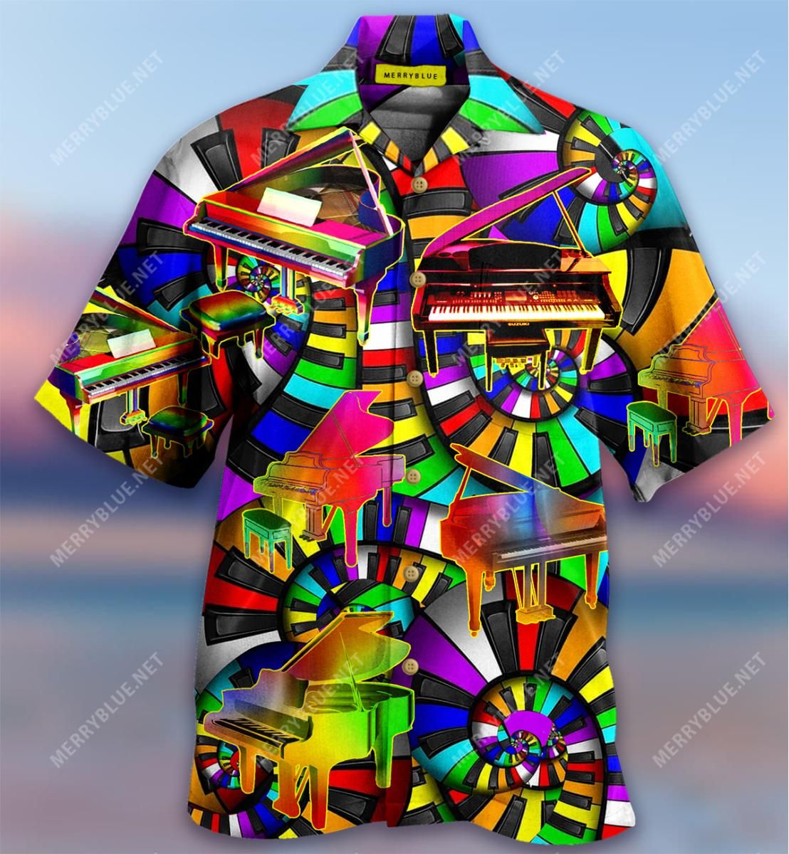 Be A Rainbow In The Clouds Piano Aloha Hawaiian Shirt Colorful Short Sleeve Summer Beach Casual Shirt For Men And Women