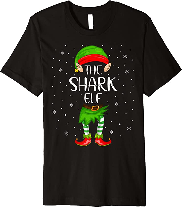 Shark Elf Xmas Party Matching Family Christmas Premium T-Shirt