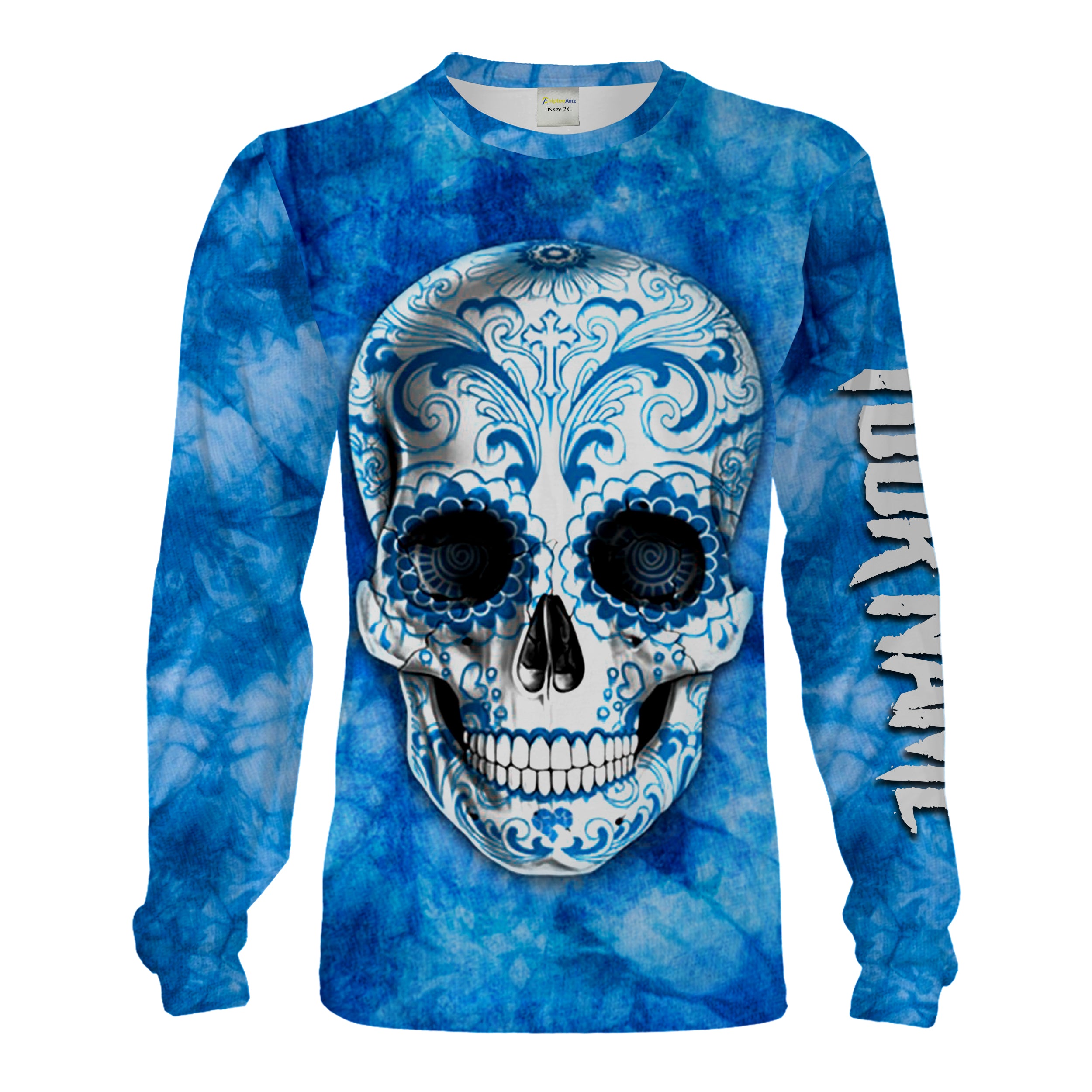 Sugar Skull in Blue Custom Name 3D Full printed Shirt, Hoodie, Sweatshirt – Personalized Skull Clothes for Men, Women Chipteeamz FSD1744