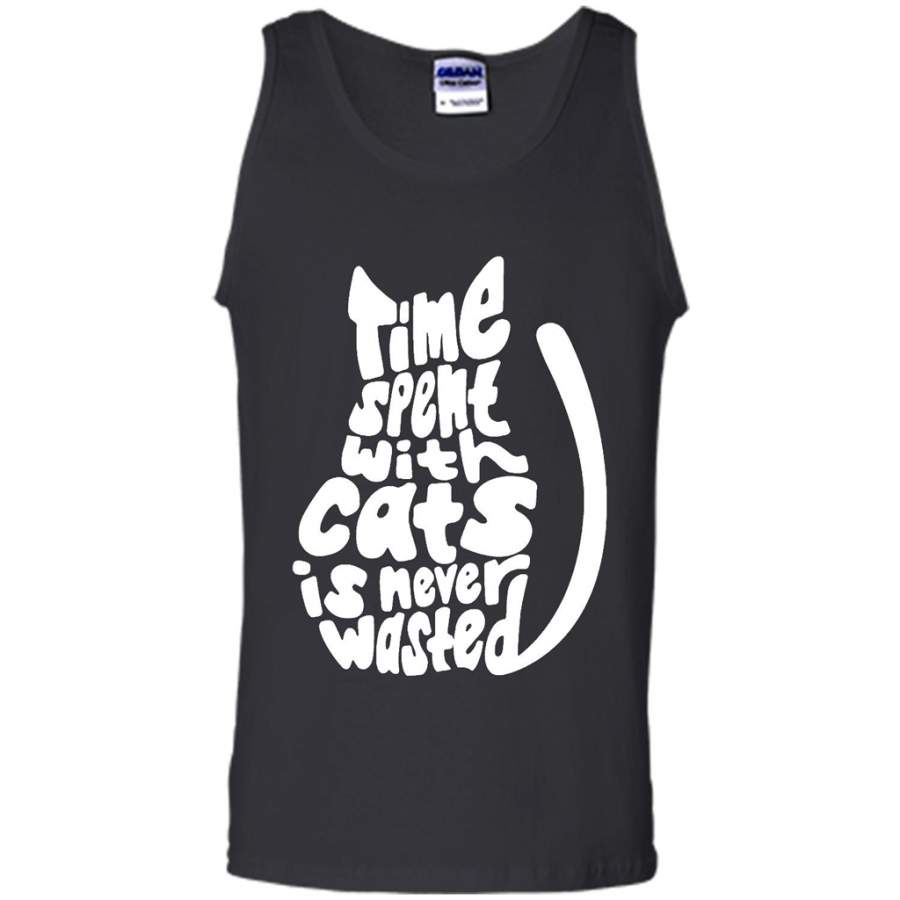 Time Spent With Cats Is Never Wasted, Cat Lover, Kitten Lover – Canvas Unisex Tank