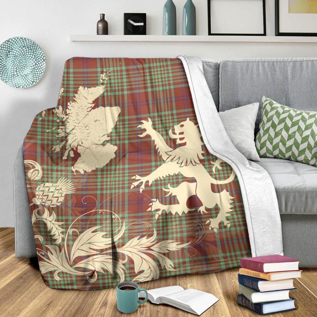 Tartan Blanket Macgill Modern Tartan Scotland Lion Thistle Map Plaid Blanket