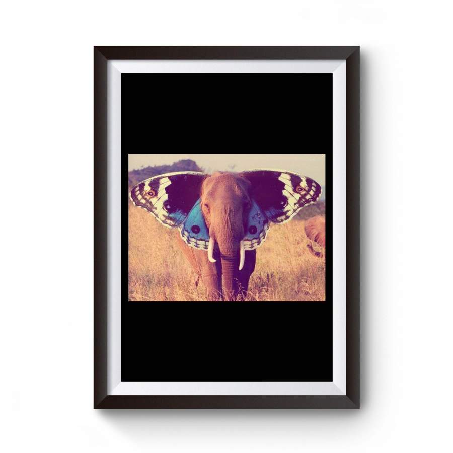 Gents Organic Art Elephant Dog Wings Poster