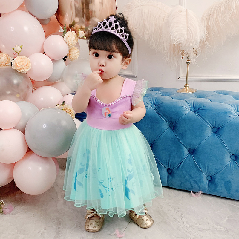 VOGUEON Little Girl Snow White Dress Newborn Princess Mermaid Elsa Toddler Dresses Kid Birthday Party Dress Up Children Clothing alx