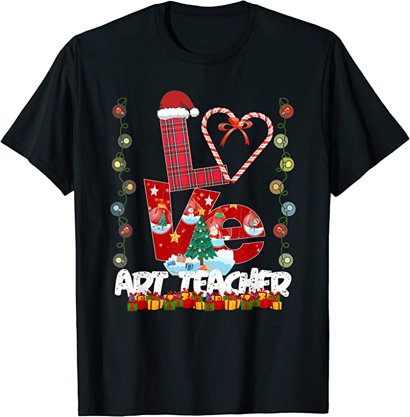 Love Art Teacher Teacher Santa Hat Candy Xmas Pajama T-Shirt