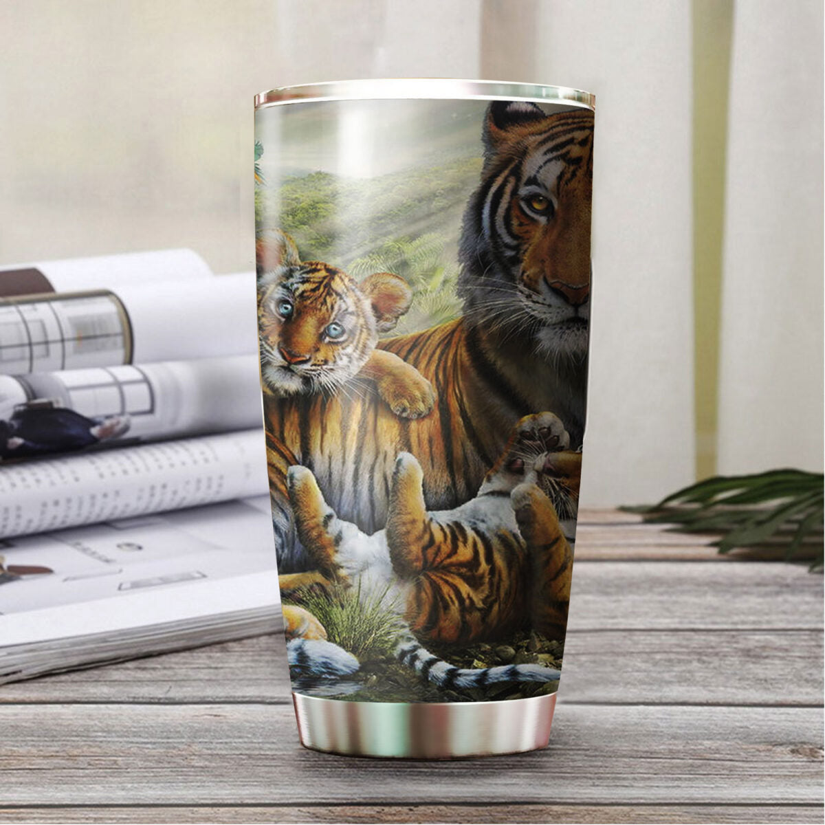 Beautiful Tiger Stainless Steel Tumbler Customize Name, Text, Number, Image Travel Coffee Mug