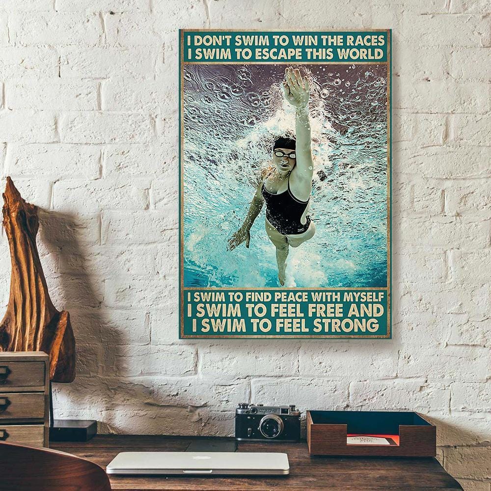 Canvas Painting I Dont Swim To Win The Races Vertical Canvas Wall Art Glamorous Canvas Home Decoration