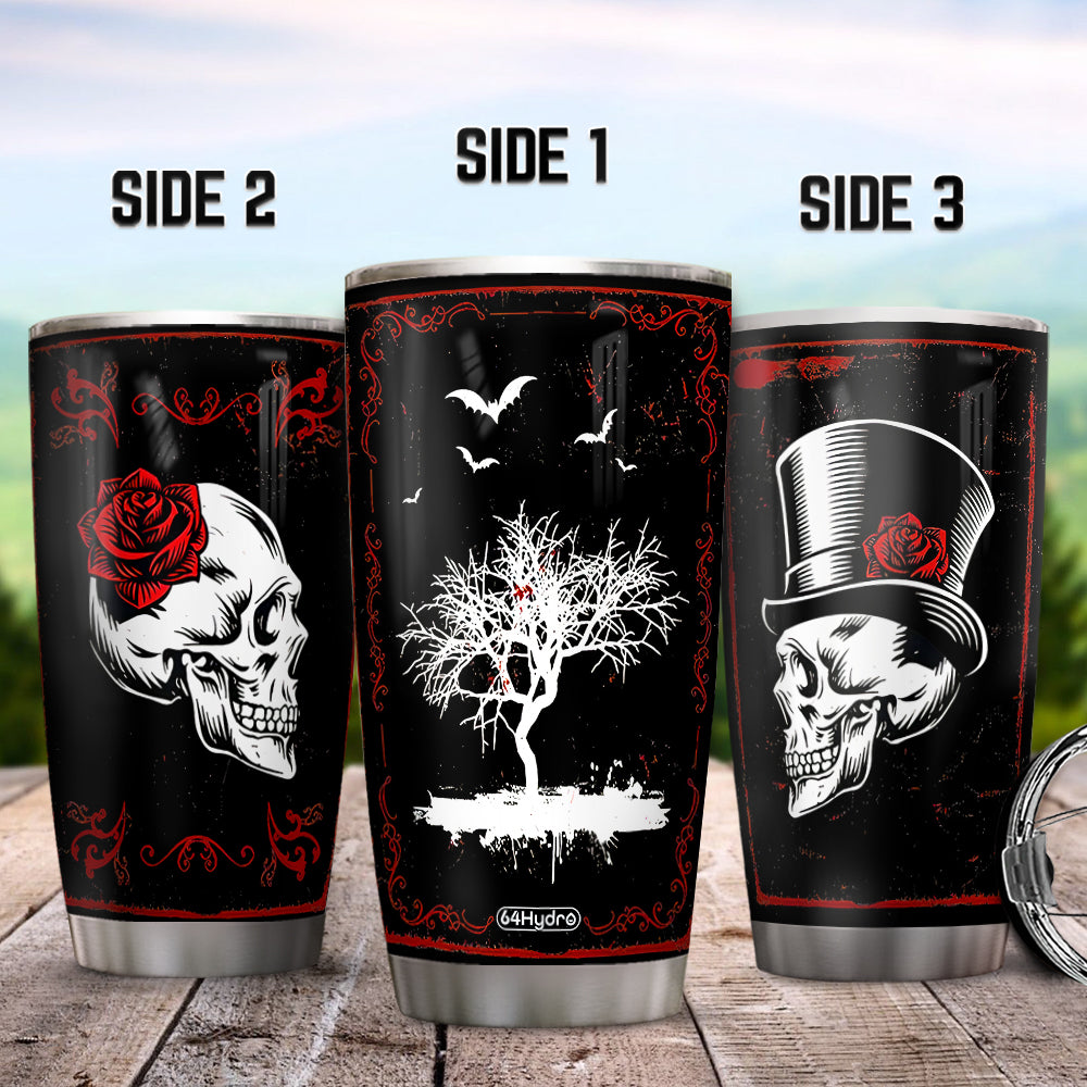 Skull Couple Pattern Scary Skull Skeleton Ghost Boo Witch Halloween Gift Couple Gift Adgb0507006Z Stainless Steel Tumbler