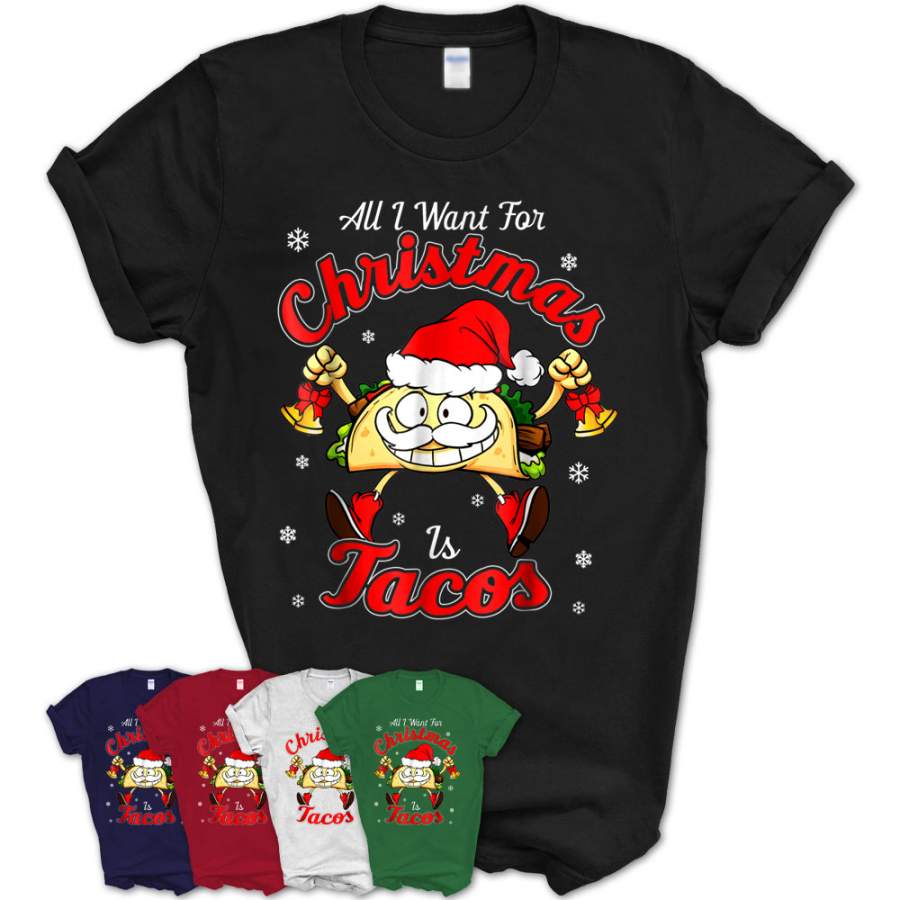 All I Want For Christmas Is Tacos Funny Xmas Pajama Shirt – Teezou Store