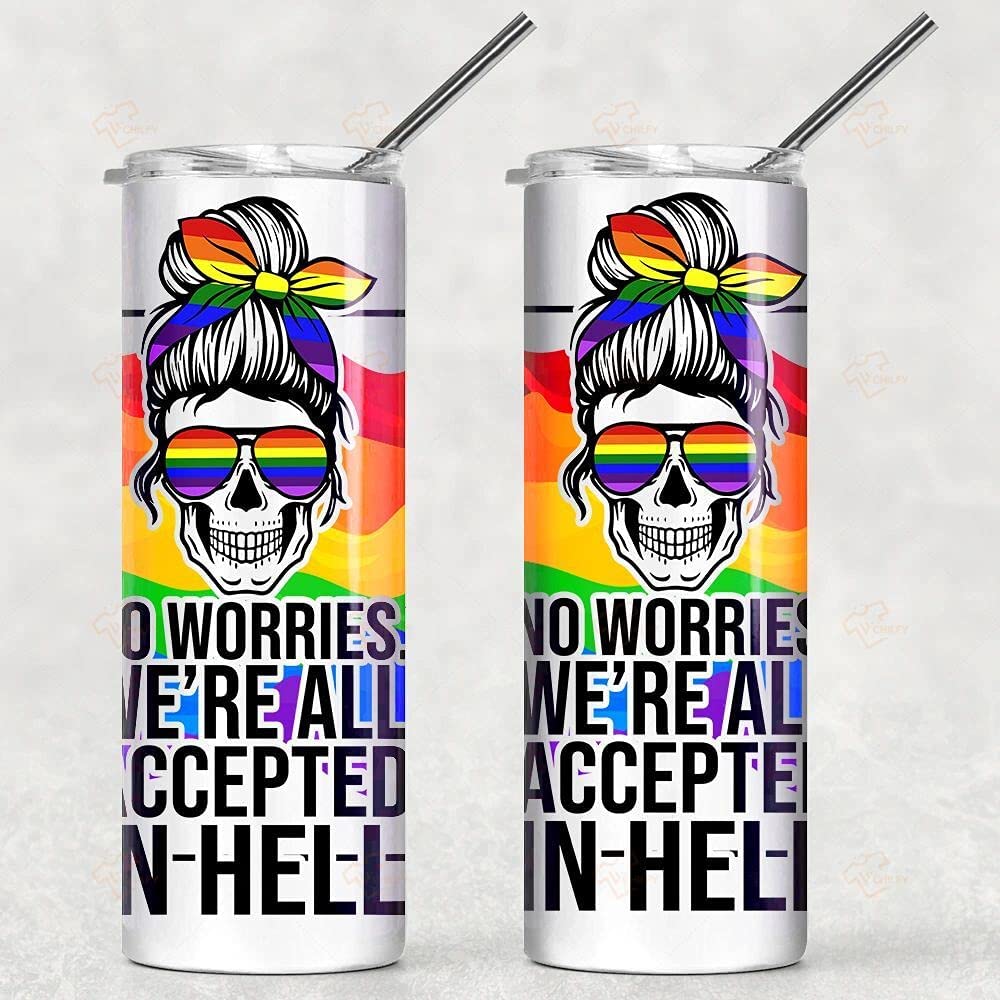 No Worries We’Re All Accepted Skinky Tumbler, Gifts For Lgbt Community, Funny Gifts For Gay Gift, Lesbian, Alley, Skull Lgbt Skinky Tumbler