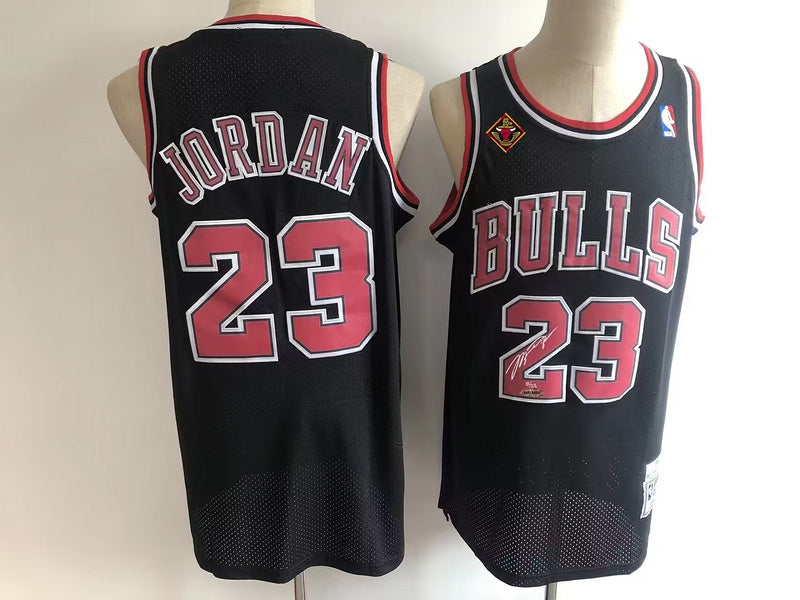 Chicago Bulls #23 Black Michael Jordan Jersey – Black Red