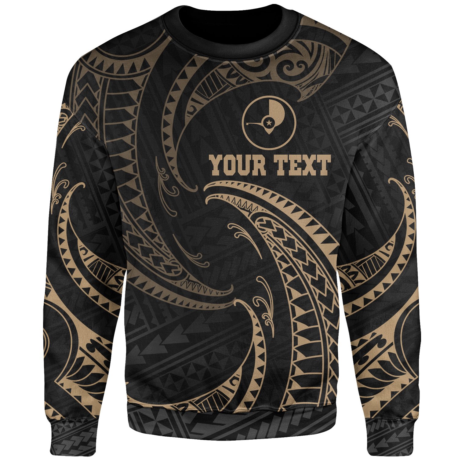 Yap Micronesia Custom Personalised Sweater – Gold Tribal Wave – BN12