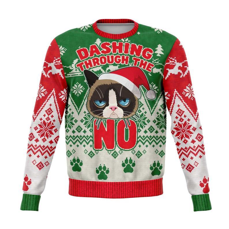 W Grumpy Cat, Ugly Christmas, Jumper Sweater, Cat Lover Gift, Crazy Cat Lady, Gifts For Her, Cat Mom Cat Dad, Funny Secret Santa