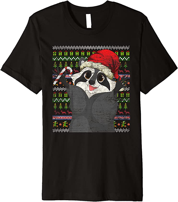 Ugly Christmas Racoon Merry Xmas Trash Panda Animal Raccoon Premium T-Shirt