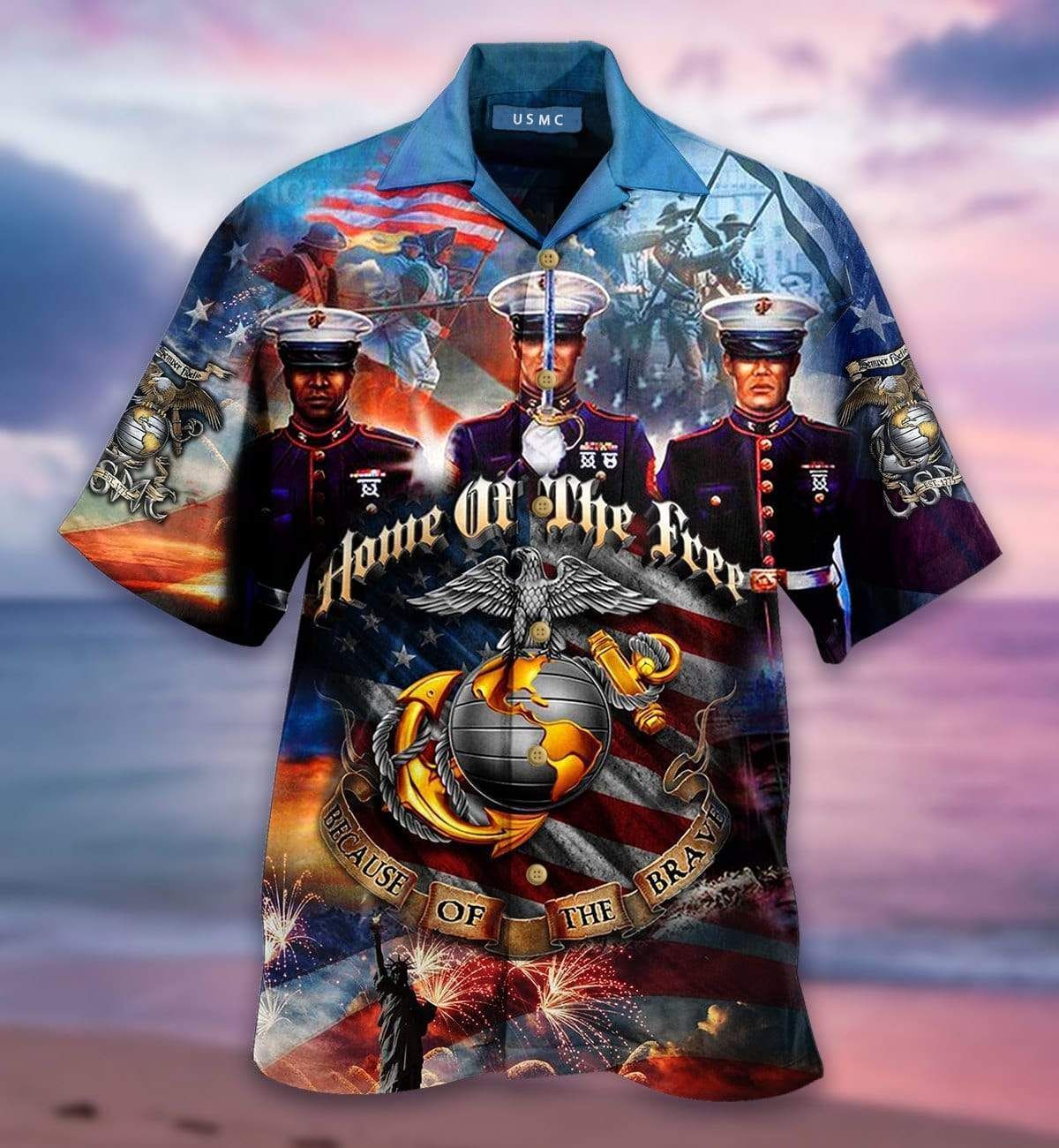 Discover Cool Home Of The Free Us Marine Corps Hawaii Aloha Shirts Ha55812