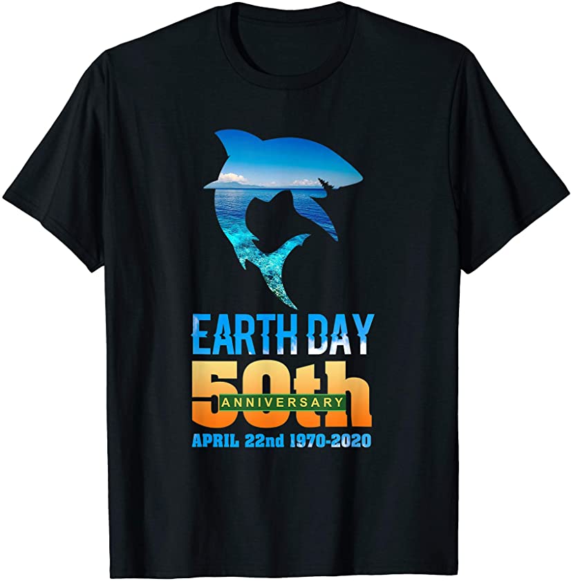 50th Anniversary Earth Day Gift Shark Silhouette T-Shirt