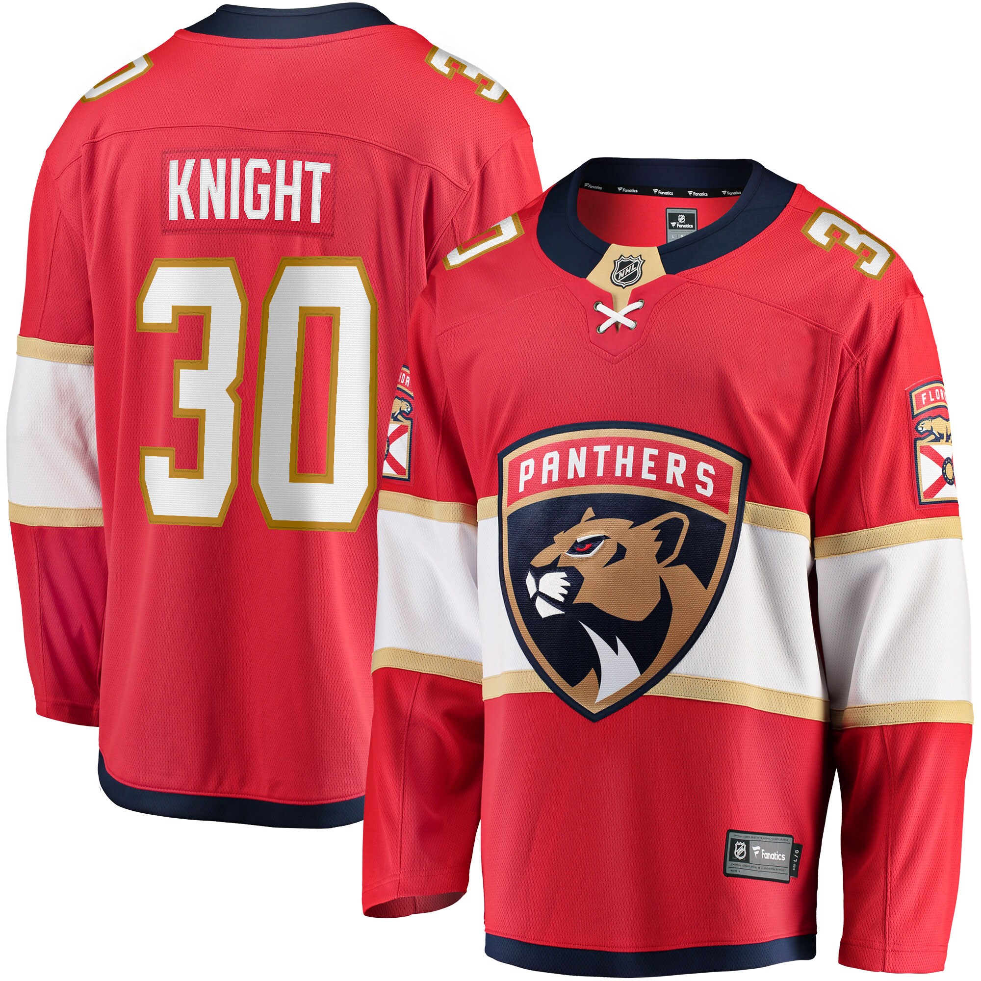 Spencer Knight Florida Panthers Branded Home Breakaway Replica Jersey – Red