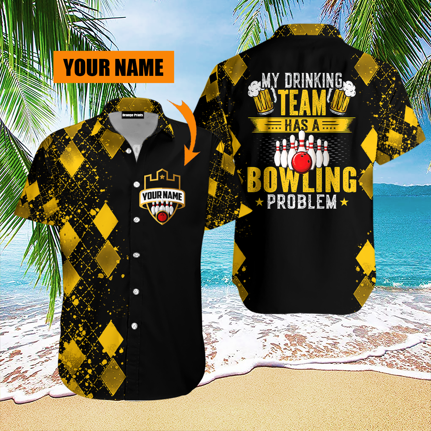 My Drinking Team Has A Bowling Problem Custom Name Hawaii Shirt For Men Women Ha44870