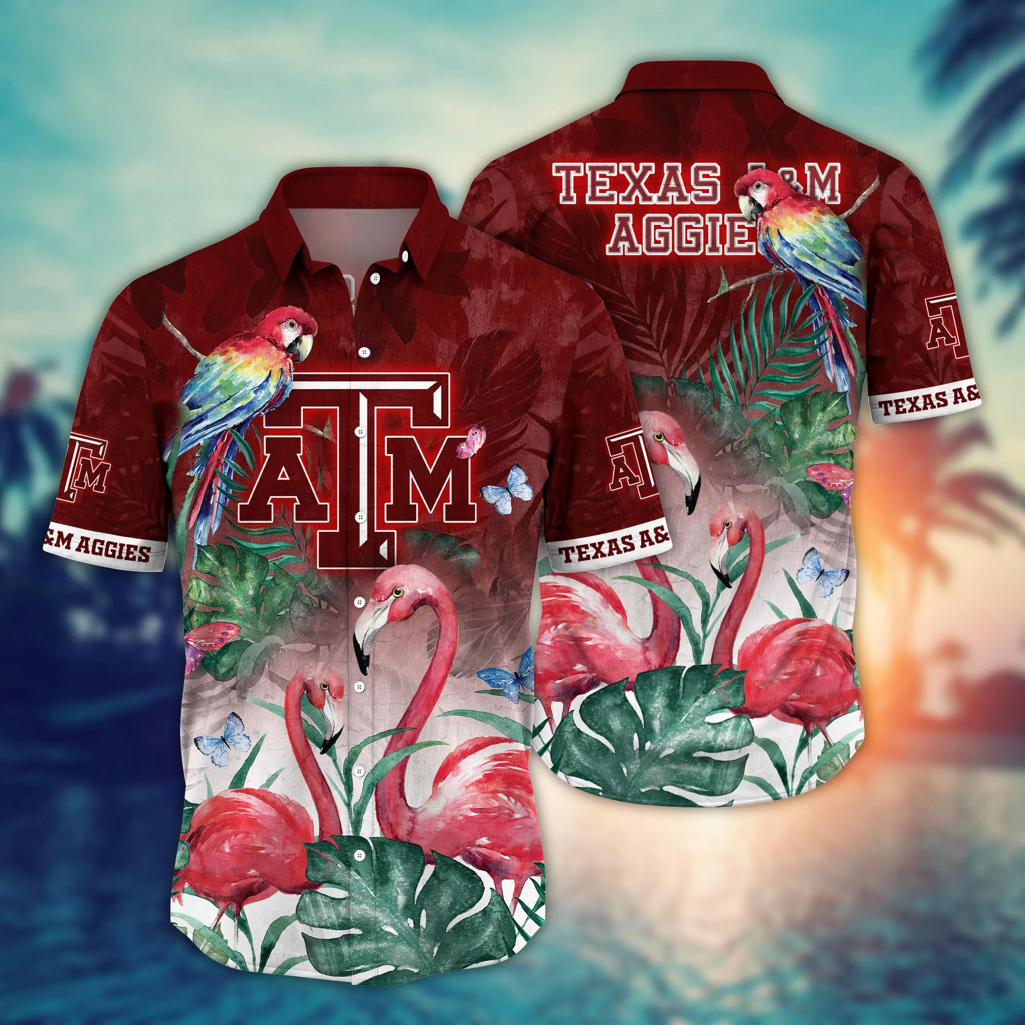 Texas A&Amp;Amp;M Aggies NCCA Hawaiian Shirt Beer Gardens Aloha Shirt