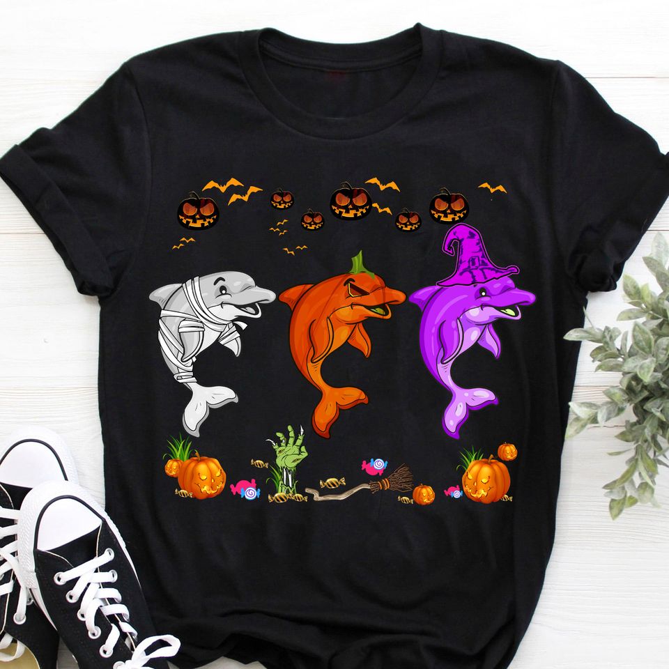 Halloween Pumpkin Dolphin Standard/Premium T-Shirt